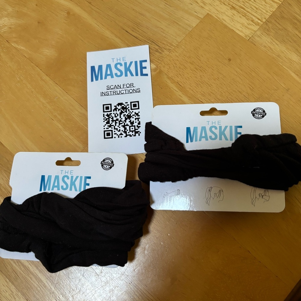 2 New Maskie Cloth Masks that can be worn on your wrist/ used as hair ties!